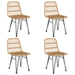 Bowery Hill Poly Rattan & Tempered Glass Medium Garden Dining Set in Black