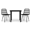 Bowery Hill Poly Rattan/Steel Medium Durable Garden Dining Set in Black