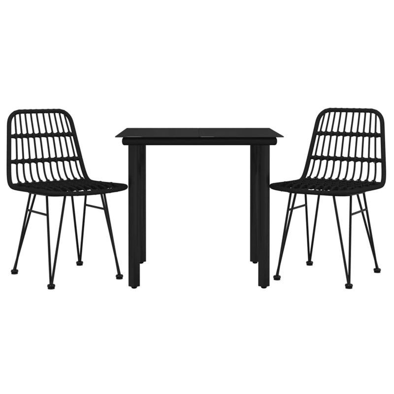 Bowery Hill Poly Rattan/Steel Medium Durable Garden Dining Set in Black