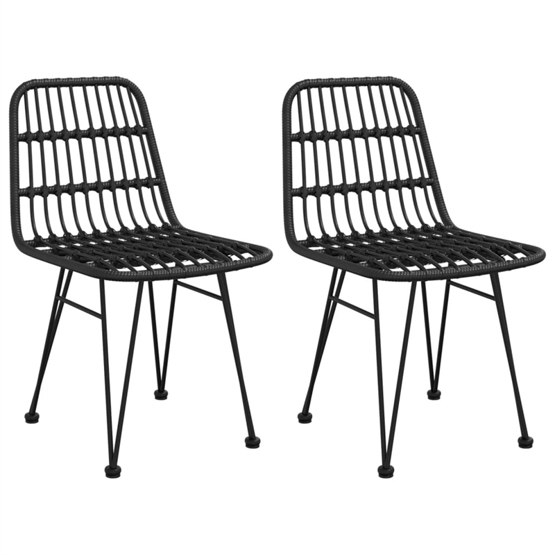 Bowery Hill Poly Rattan/Steel Medium Durable Garden Dining Set in Black