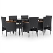 Bowery Hill Poly Rattan Medium Durable Garden Dining Set in Black