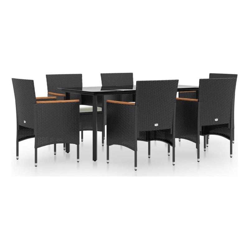 Bowery Hill Poly Rattan Medium Durable Garden Dining Set in Black