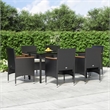 Bowery Hill Poly Rattan Medium Durable Garden Dining Set in Black
