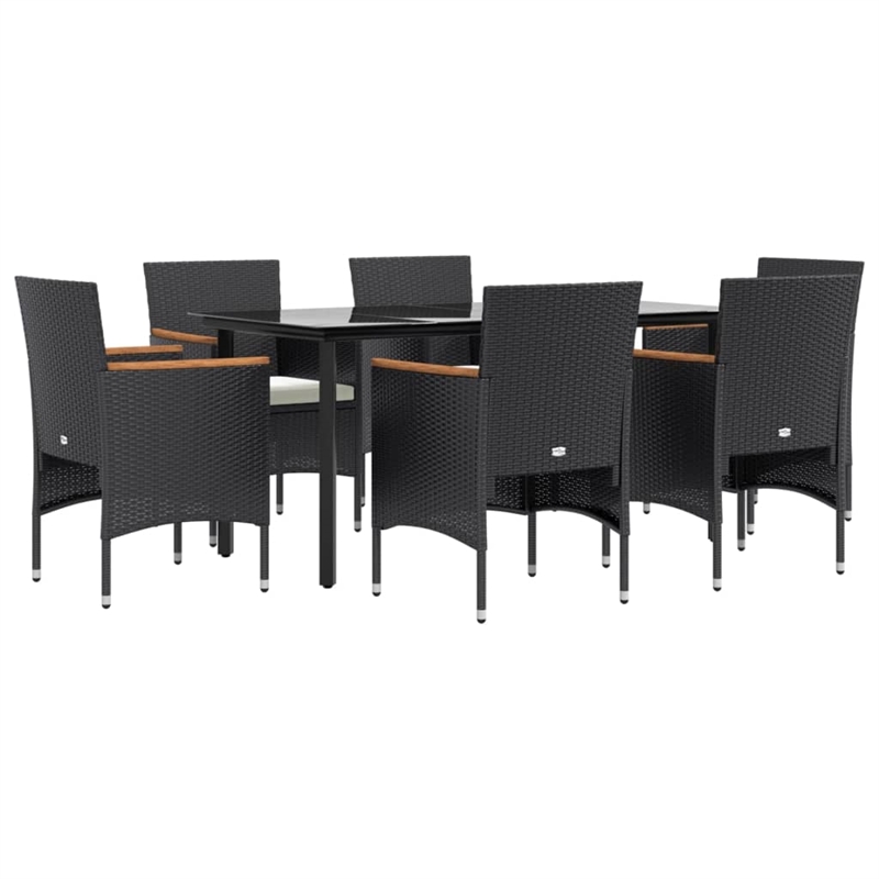 Bowery Hill Poly Rattan Medium Durable Garden Dining Set in Black