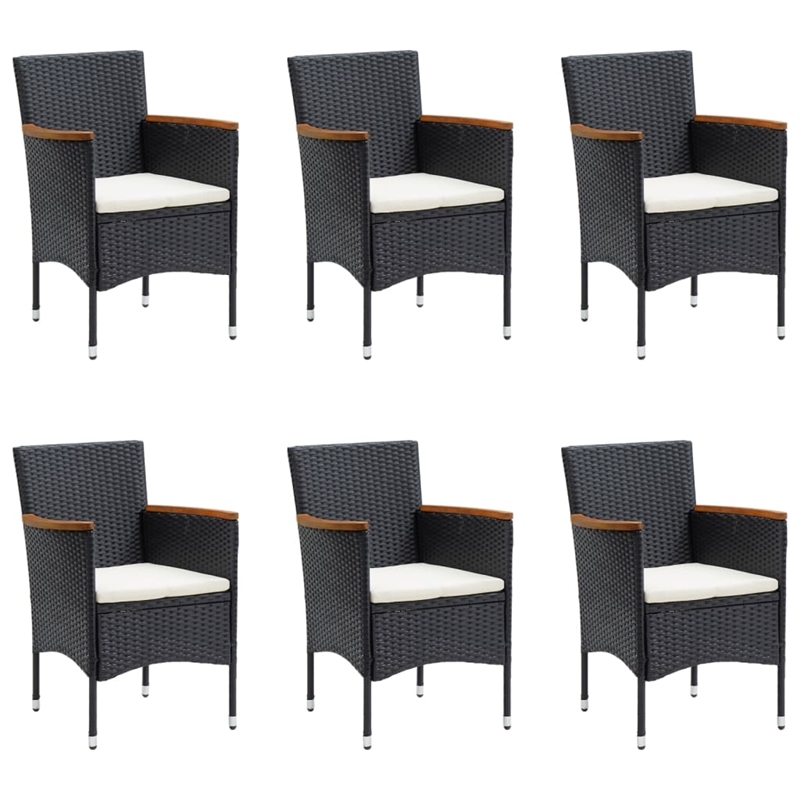 Bowery Hill Poly Rattan Medium Durable Garden Dining Set in Black