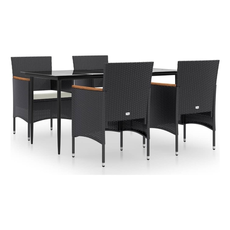 Bowery Hill Contemporary Powder-Coated Garden Dining Set in Black