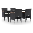 Bowery Hill Contemporary Powder-Coated Garden Dining Set in Black