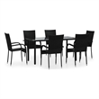 Bowery Hill Contemporary Powder-Coated Garden Dining Set in Black