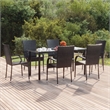 Bowery Hill Contemporary Powder-Coated Garden Dining Set in Black