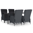 Bowery Hill Contemporary PE Rattan Garden Dining Set in Dark Gray Round