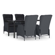 Bowery Hill Contemporary PE Rattan Garden Dining Set in Dark Gray Round
