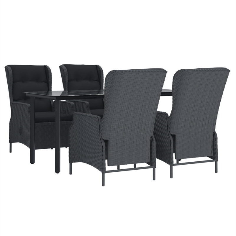 Bowery Hill Contemporary PE Rattan Garden Dining Set in Dark Gray Round