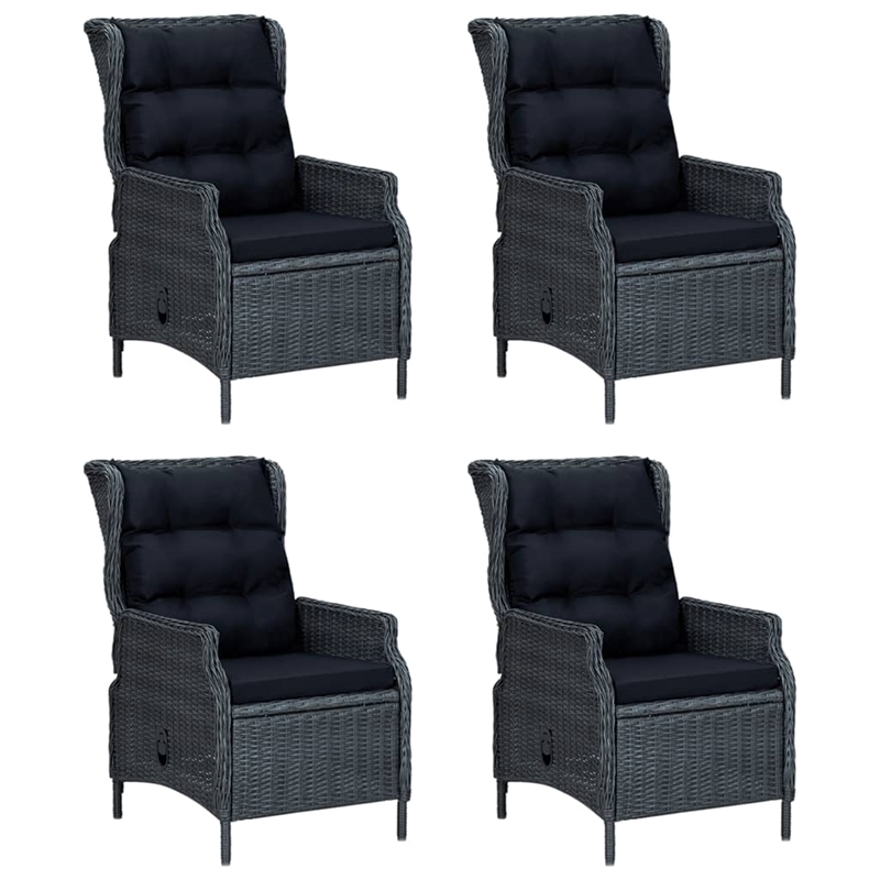 Bowery Hill Contemporary PE Rattan Garden Dining Set in Dark Gray Round