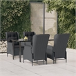 Bowery Hill Contemporary PE Rattan Garden Dining Set in Dark Gray Round