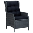 Bowery Hill Poly Rattan Large Adjustable Armrests Garden Dining Set in Dark Gray