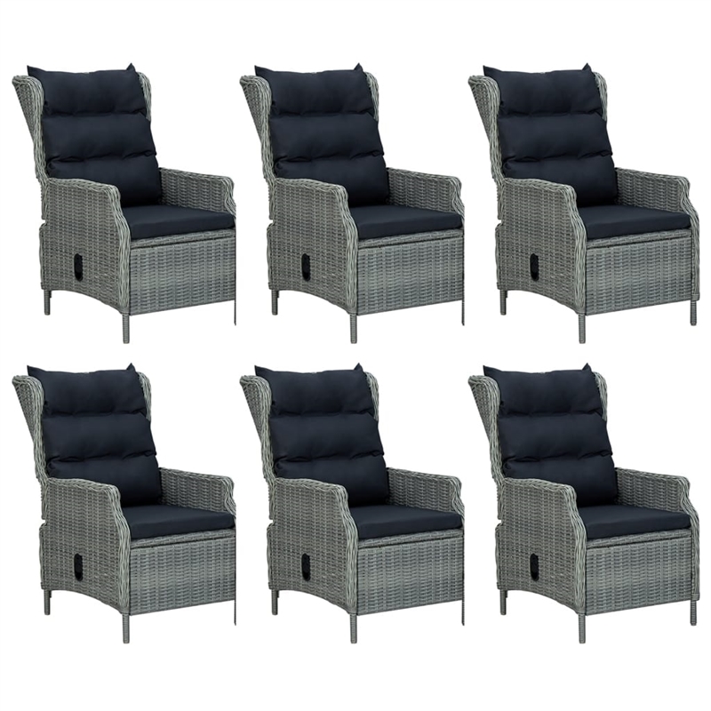 Bowery Hill Poly Rattan 7 Piece Set Garden Dining Set in Light Gray