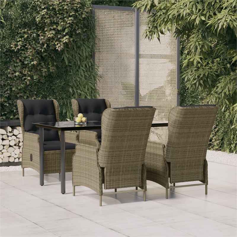 Bowery Hill Contemporary Powder-Coated Garden Dining Set in Brown