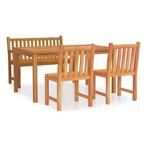 Bowery Hill Smooth Sanded Teak HardWood Standard Garden Dining Set in Brown