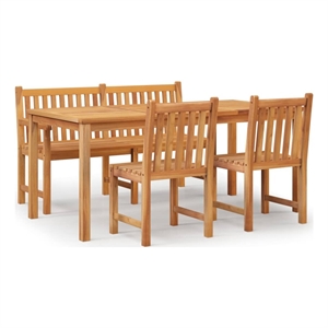 Bowery Hill Teak Wood 4 Piece Durable Garden Dining Set in Brown