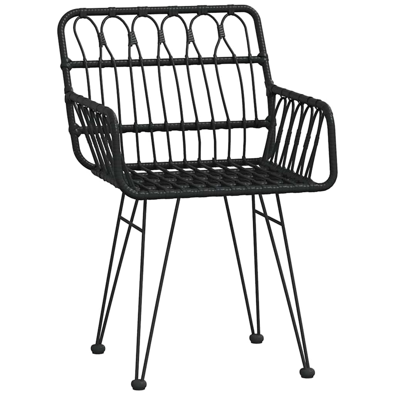 Bowery Hill Poly Rattan & Tempered Glass Standard Garden Dining Set in Black