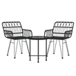 Bowery Hill Poly Rattan & Tempered Glass Standard Garden Dining Set in Black