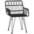 Bowery Hill Poly Rattan & Tempered Glass Standard Garden Dining Set in Black