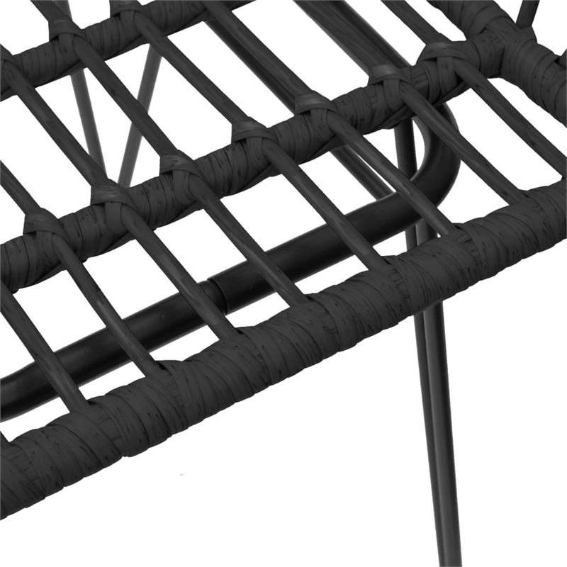 Bowery Hill Poly Rattan & Tempered Glass Standard Garden Dining Set in Black