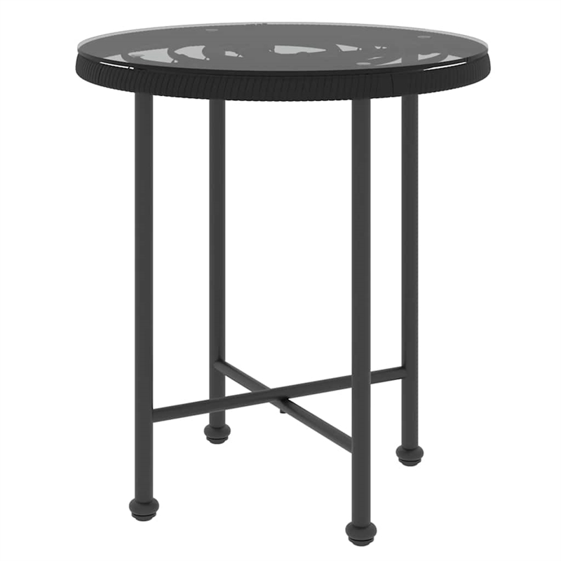 Bowery Hill Poly Rattan & Tempered Glass Standard Garden Dining Set in Black