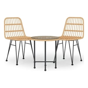 Bowery Hill Steel Compact Durable Garden Dining Set in Black