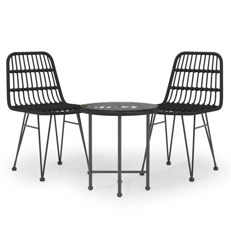Bowery Hill Contemporary Weather-Resistant Garden Dining Set in Black
