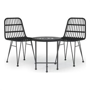 Bowery Hill Contemporary Weather-Resistant Garden Dining Set in Black