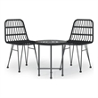 Bowery Hill Contemporary Weather-Resistant Garden Dining Set in Black