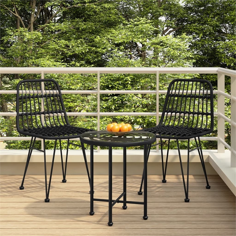 Bowery Hill Contemporary Weather-Resistant Garden Dining Set in Black