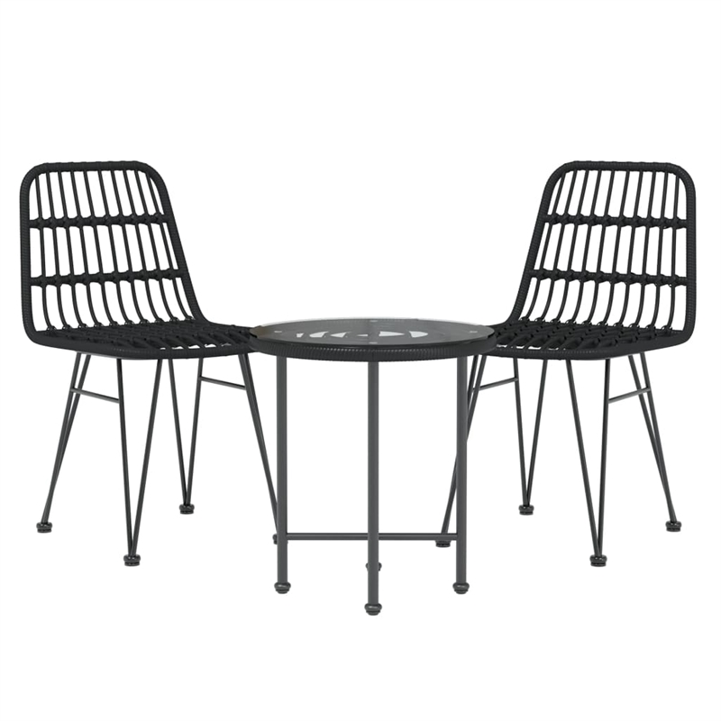 Bowery Hill Contemporary Weather-Resistant Garden Dining Set in Black