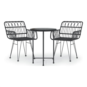 Bowery Hill Contemporary Weather-Resistant Garden Dining Set in Black