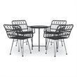 Bowery Hill Contemporary PE Rattan Durable Garden Dining Set in Black