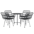 Bowery Hill Contemporary PE Rattan Durable Garden Dining Set in Black