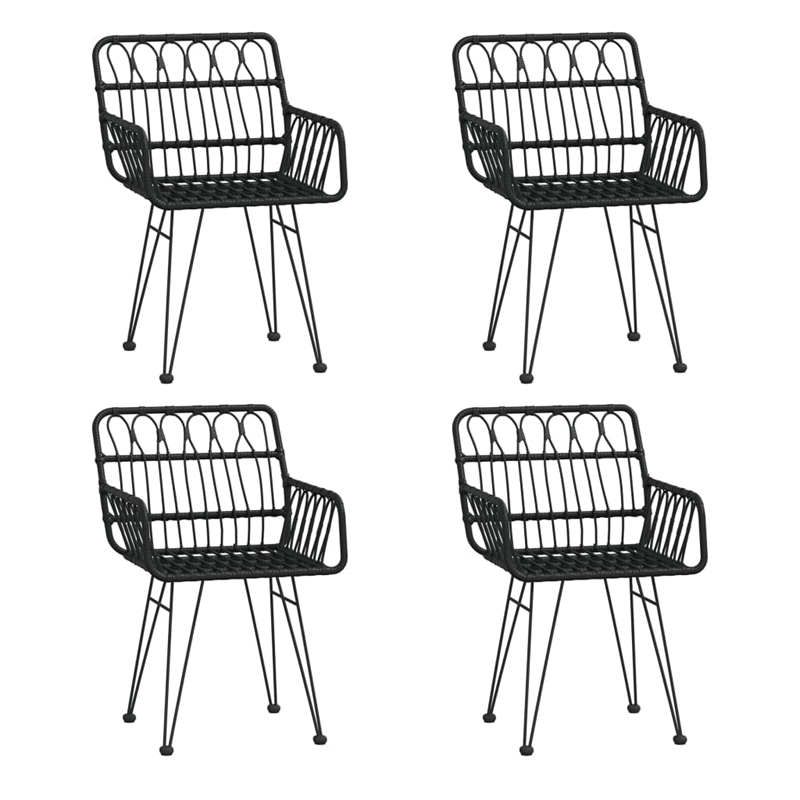 Bowery Hill Contemporary PE Rattan Durable Garden Dining Set in Black