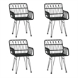 Bowery Hill Contemporary PE Rattan Durable Garden Dining Set in Black