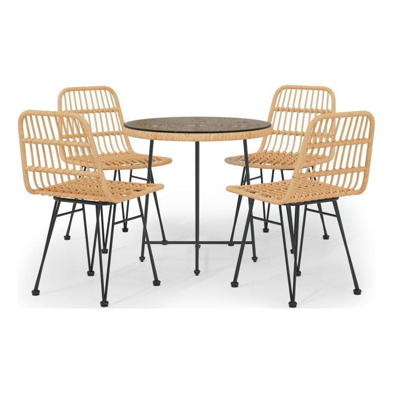 Bowery Hill Poly Rattan Medium Tough Garden Dining Set in Black