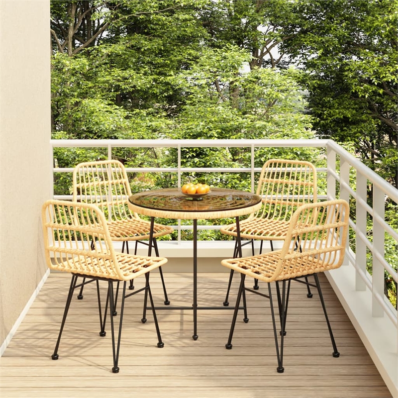Bowery Hill Poly Rattan Medium Tough Garden Dining Set in Black