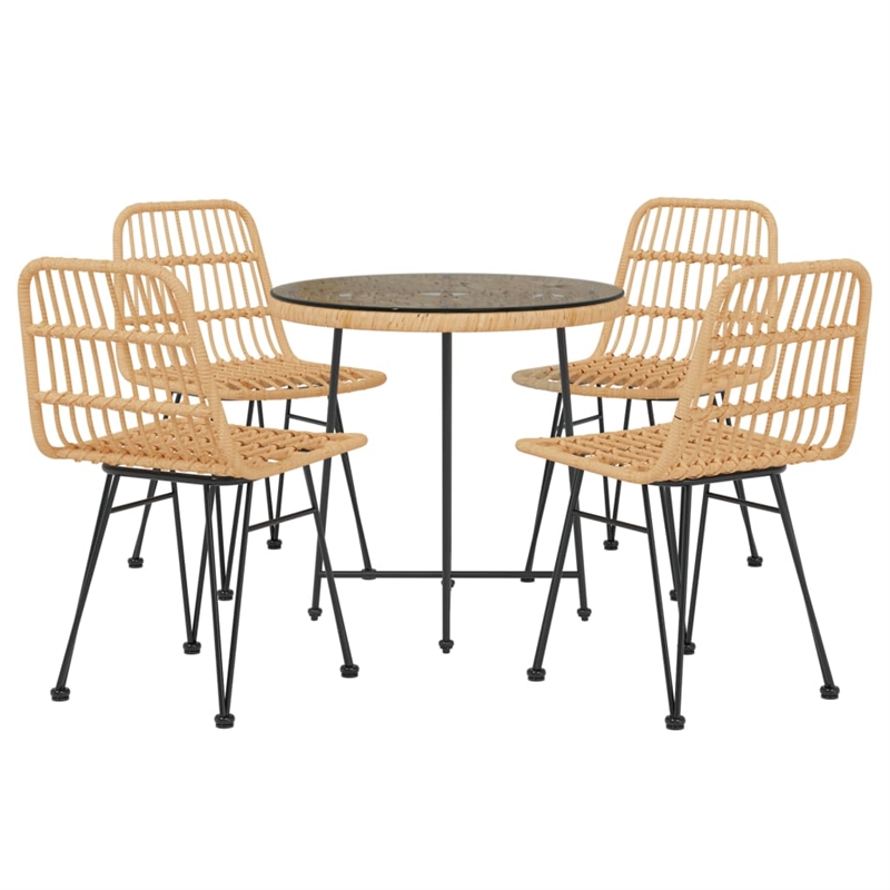 Bowery Hill Poly Rattan Medium Tough Garden Dining Set in Black