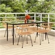 Bowery Hill Polyethylene Rattan & Tempered Glass Garden Dining Set in Black