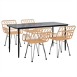 Bowery Hill Polyethylene Rattan & Tempered Glass Garden Dining Set in Black