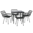 Bowery Hill Poly Rattan Standard Durable Garden Dining Set in Black