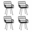 Bowery Hill Poly Rattan & Tempered Glass Medium Garden Dining Set in Black