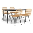 Bowery Hill Poly Rattan Medium Durable Garden Dining Set in Black