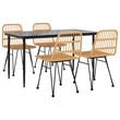 Bowery Hill Poly Rattan Medium Durable Garden Dining Set in Black