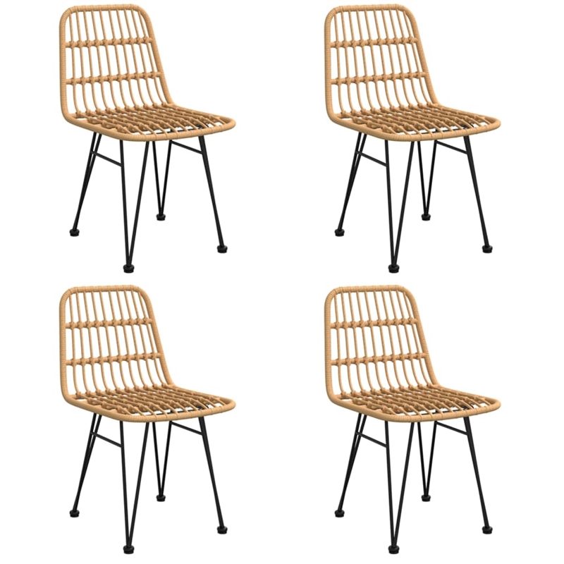 Bowery Hill Poly Rattan Medium Durable Garden Dining Set in Black