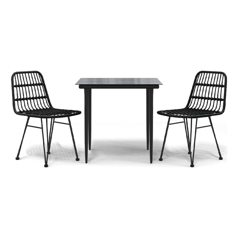 Bowery Hill Poly Rattan Medium Durable Garden Dining Set in Black
